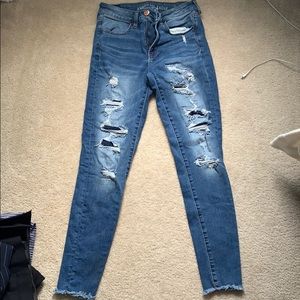 High rise distressed jeans